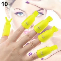 Professional Reusable Plastic Gel Polish Soak Off Remover Wrap Clip Cap - YELLOW 10pc
