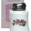 Flower Patterned Porcelain Bottle With Stainless Steel Liquid Pump - 6 Oz. -Chic Beauty Shop 19502 box 97900 28021 42732 77933 24305 40058 23236.1629302291