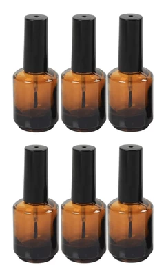DL Pro Empty Amber Glass Polish Bottle .5 Oz - 6 PCS