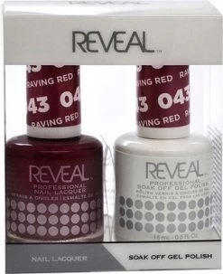 Reveal Gel Polish & Nail Lacquer Matching Duo - RAVING RED - .5 Oz