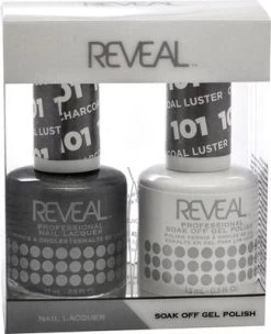 Reveal Gel Polish & Nail Lacquer Matching Duo - CHARCOAL LUSTER - .5 Oz