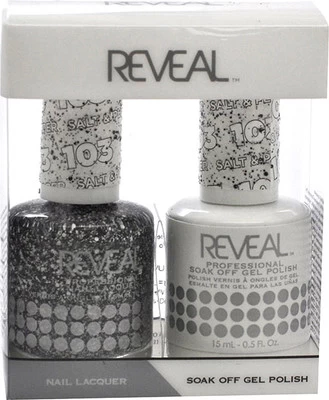Reveal Gel Polish & Nail Lacquer Matching Duo - SALT & PEPPER - .5 Oz 3 Reveal Gel Polish & Nail Lacquer Matching Duo - SALT & PEPPER - .5 Oz