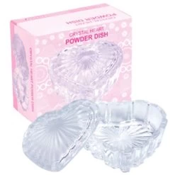 Powder Jar With Lid - Heart Shaped - Crystal